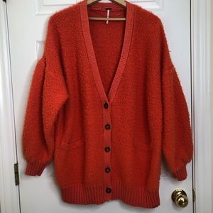 Free People Snow Drop Cardigan Orange Medium